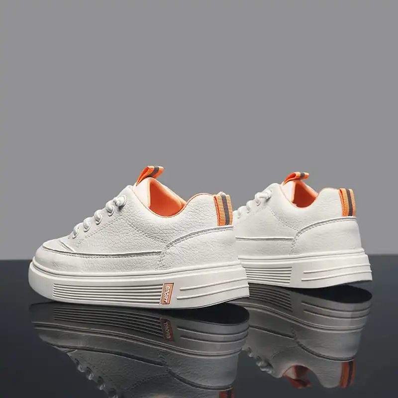 Fashion Children Casual Shoes Leather Grey Orange White Shoes Lace-up Anti-slip Kids Sneakers Boys Girls Sports Shoes Size 28-38 enlarge