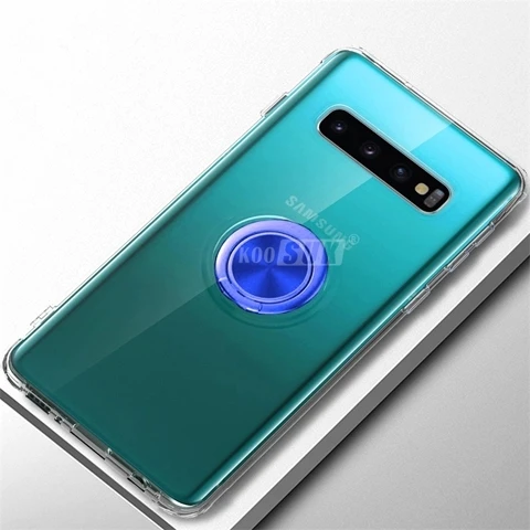 Для samsung Galaxy S10 Lite чехол мягкий ультра тонкий прозрачный держатель кольцо автомобильный Магнитный чехол для телефона для samsung Galaxy S10E S10 Plus S10 - Цвет: Синий