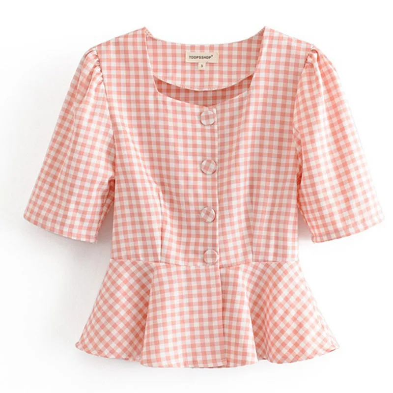 Летние клетчатые топы с принтом женские сексуальные блузки женская верхняя