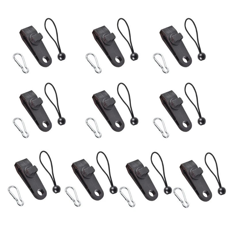 

10Pcs Tarp Clips with Ball Bungee Cords and Carabiner Buckle Kit Lock Grip Thumb Screw Camping Tent Clamp Fasteners