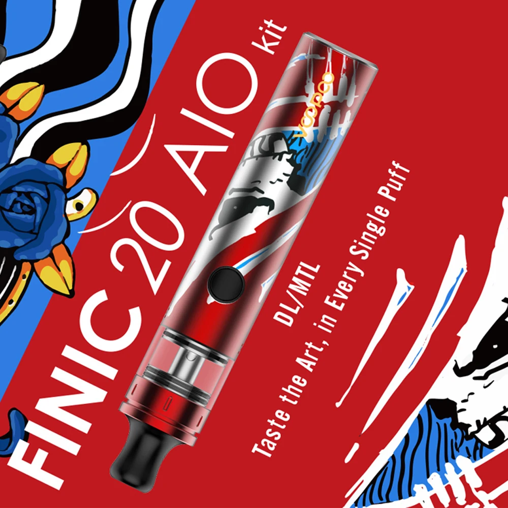 Original VOOPOO FINIC 20 AIO Starter Kit 1500mAh Built-In Battery 0.6/1.2ohm Resistance DL/MTL Coil Heads E-Cigarette Vaporizer |