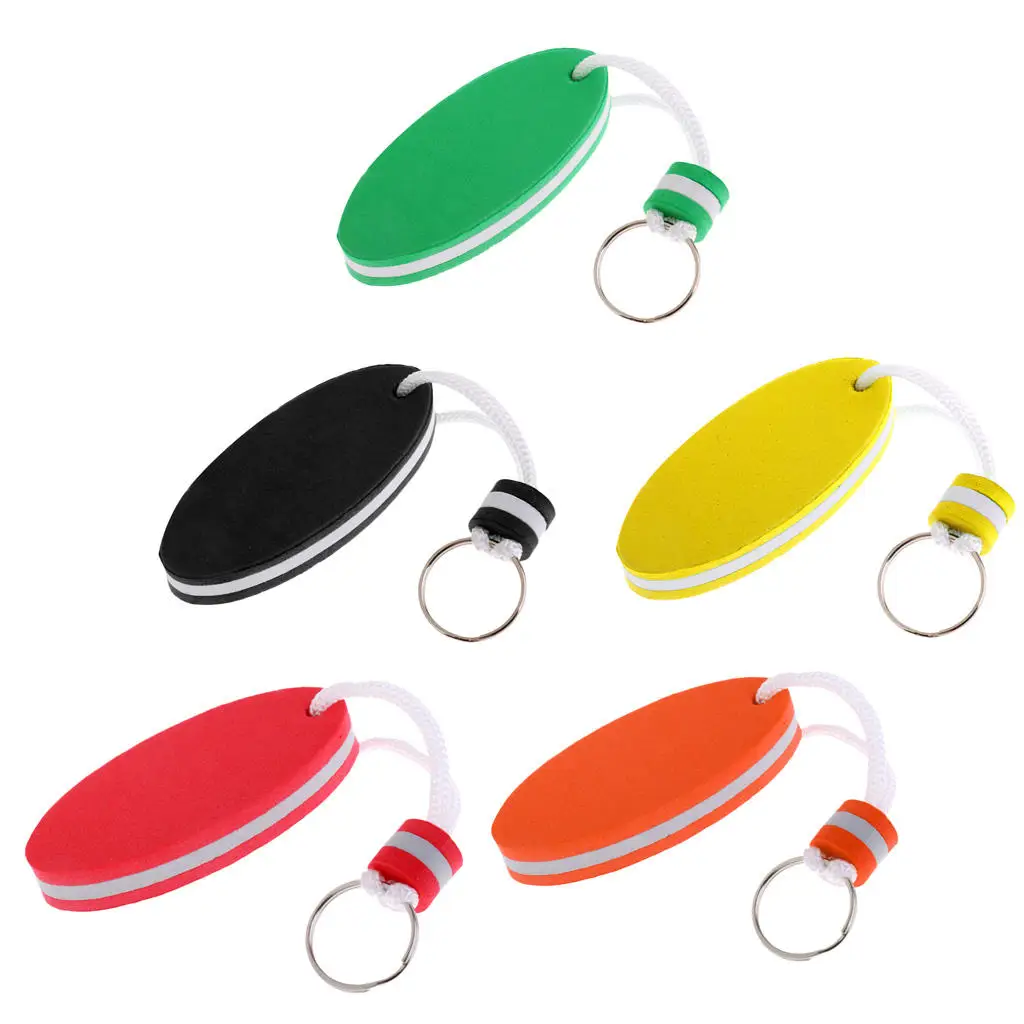 

2 Pieces Red + Green + Yellow + Orange + Black Floating Key Chain Oval Shape