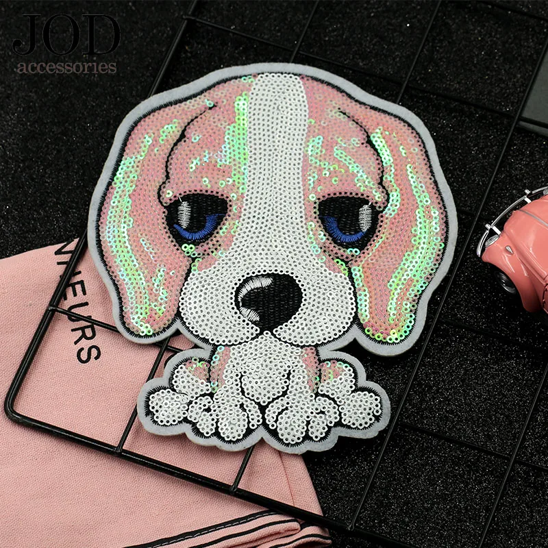 Собака вышитые большой патч железа на блесток патчи для одежды значки аппликации