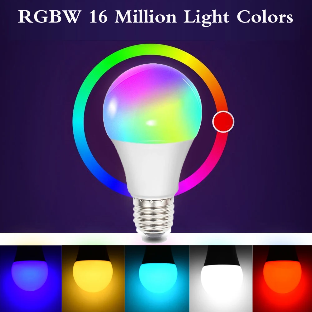 Умная лампа E27/B22/E26/E14 RGB Светодиодная с Wi Fi для Android Apple дистанционным управлением