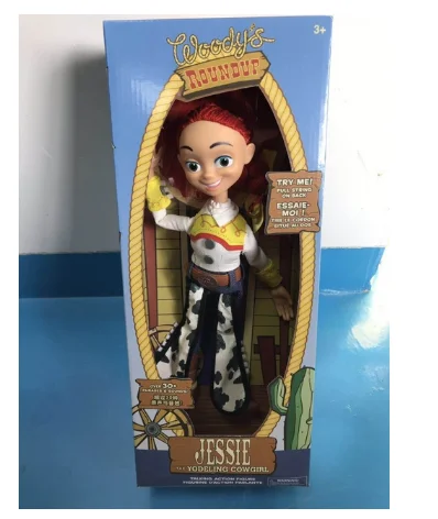 Jessie with box 43 см История Игрушек 4 говорящая Вуди Джесси экшн-игрушка фигурки ковбой модель игрушки Детский Рождественский подарок - Цвет: Jessie with box