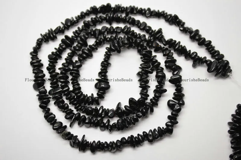 Высокое качество 5 ~ 8 мм натуральный черный турмалин неправильной формы камень