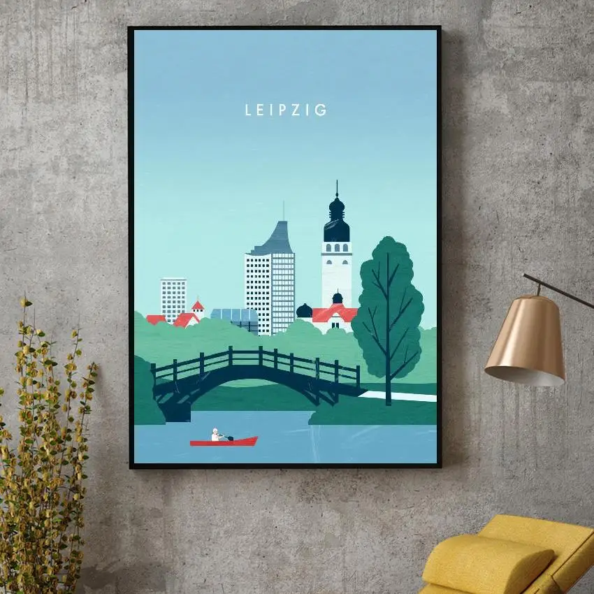

Leipzig Canvas Travel Poster Prints Home Wall Art Decor Painting