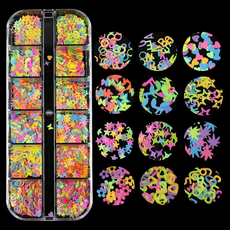 

3D Nail Art Sequins Flowers Butterfly Glitter Slice Letter Flake Stars Moon Nail Decoration Accessories