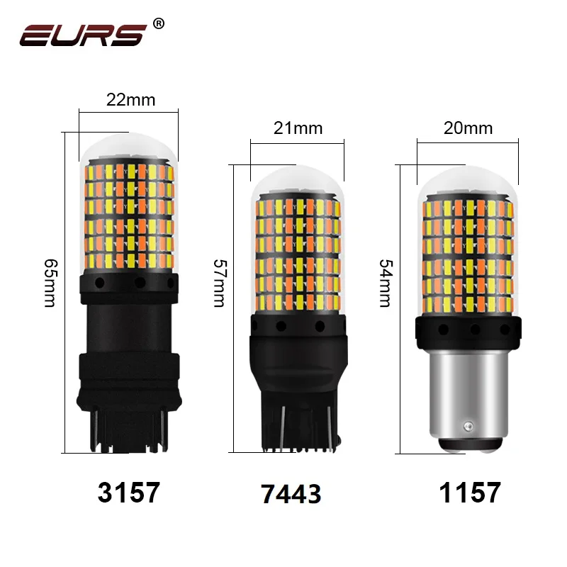 

EURS 1 шт. 1157 Led Bay15d P21/5w Сигнальная лампа P21w Led 7443 3157 Лампа 168smd Canbus стоп-сигнал белый янтарь двухцветный свет 12 В
