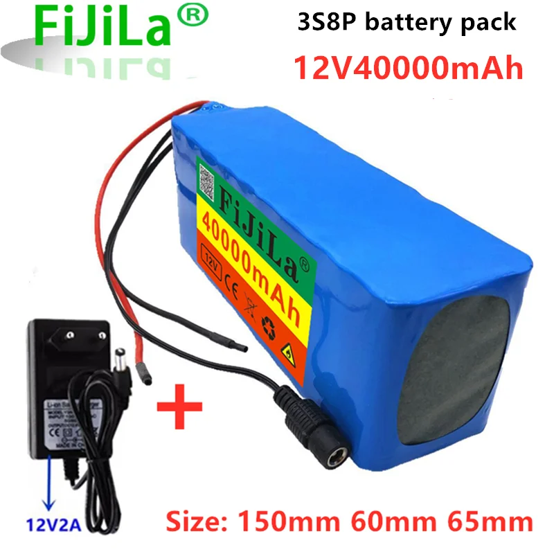 

100% New 18650 12V 40000mAh battery pack 18650 lithium battery protection board 12v 32000mAh for minor equipment + charger