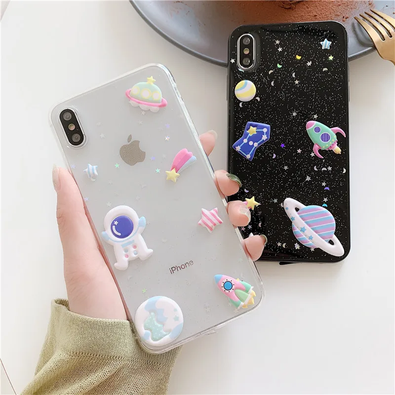 3D Блестящий чехол с Луной для iPhone X XR XS MAX роскошный силиконовый матовый