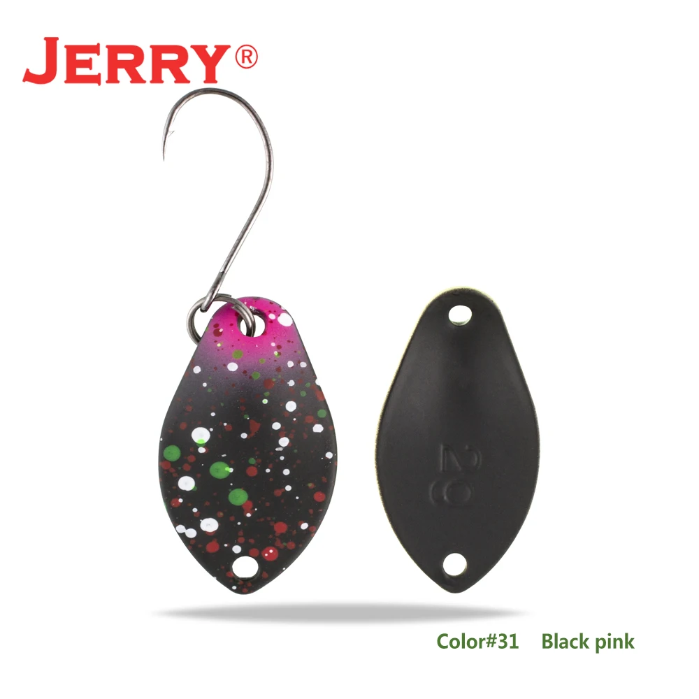 black pink Jerry 2 г 3 г микро форели ложки сверхлегкие латунные рыболовные ложки один крючок Пресноводные металлические приманки зона окуня для ловли щуки pesca - Цвет: black pink