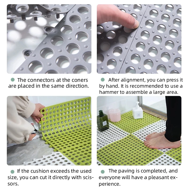 

Bath Mat 300X300mm Bathroom Anti-Slip Splicing Mat Color Combination Floor Mat Mesh Drainage Bathroom Carpet Home Decoration