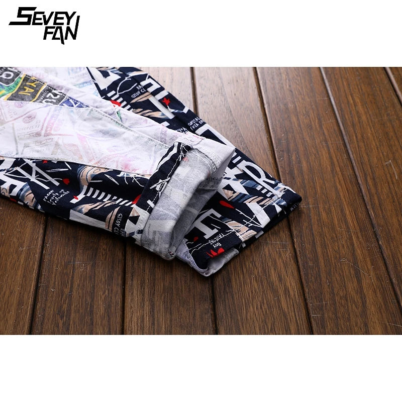 

Streetwear Fashion Hip Hop Jeans Men White Printed Slim Pencil Denim Pants Skinny Casual Cotton Pencil Jean Trousers Harajuku