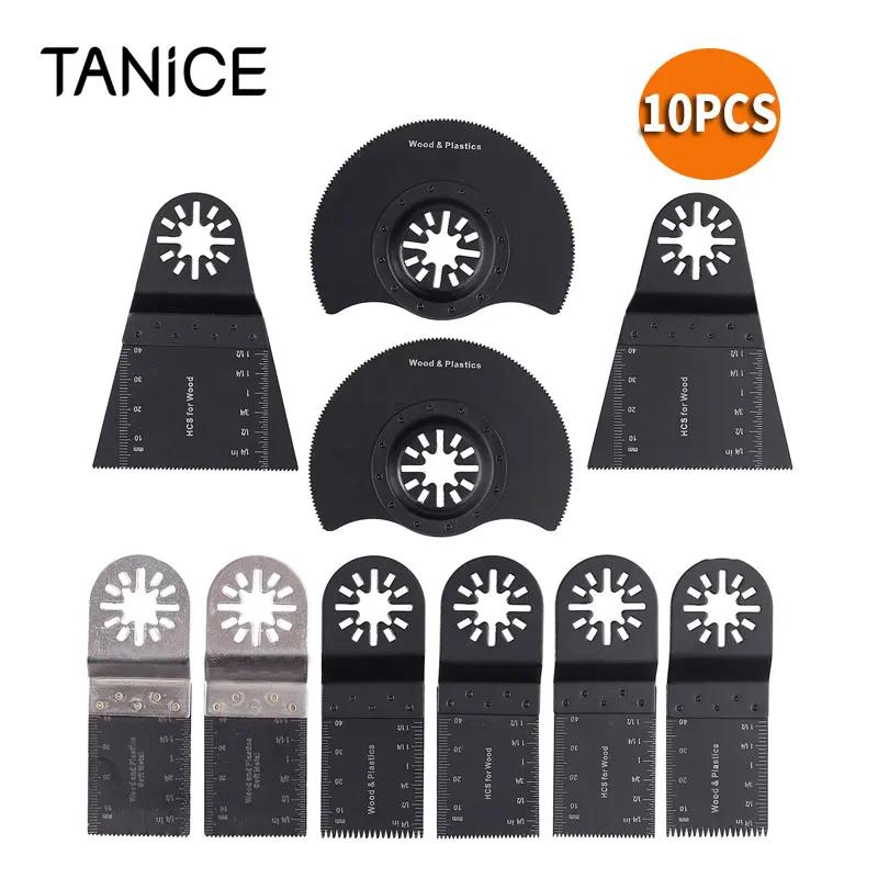 

TANiCE 10 Pieces Multi-function Tool Accessories Set Multimaster Multitool for Bosch Fein 35-88 mm Mix Size Saw Blade