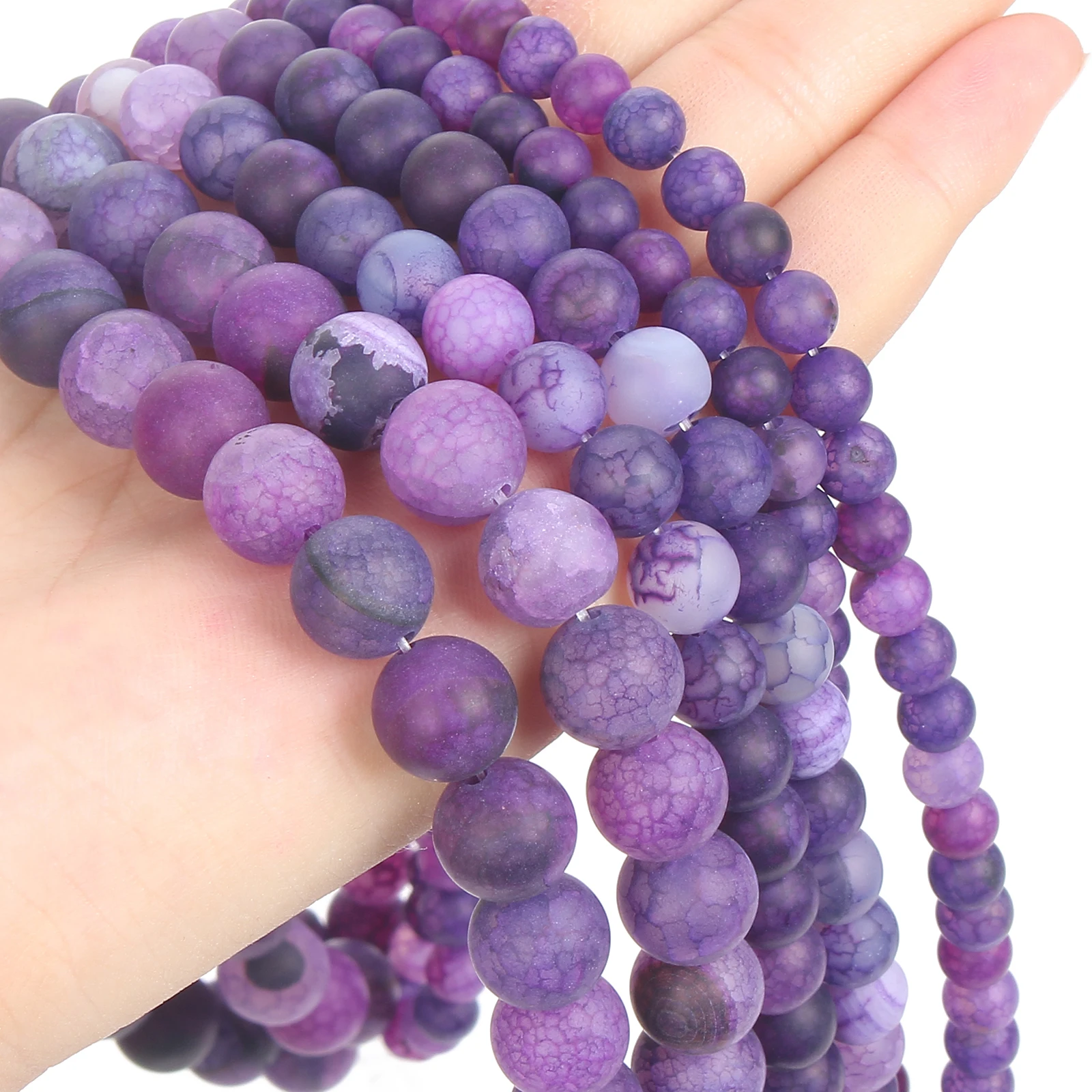 

Natural Stone Beads Purple Fire Dragon Veins Agate Loose Spacer Bead For Jewelry Making DIY Charm Bracelet Necklace Accessories