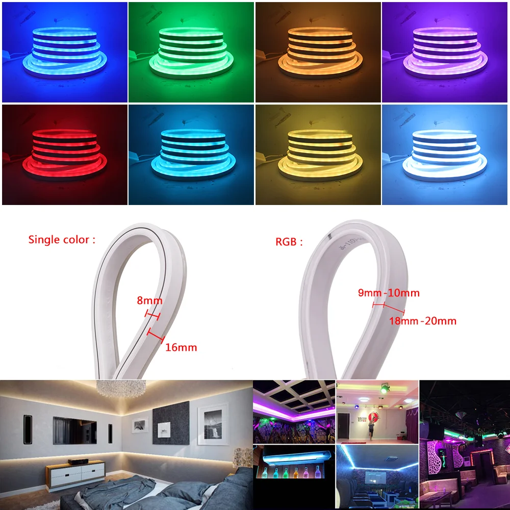 Светодиодный ные неоновые полосы света WIFI Bluetooth управление RGB Неоновая Гибкая