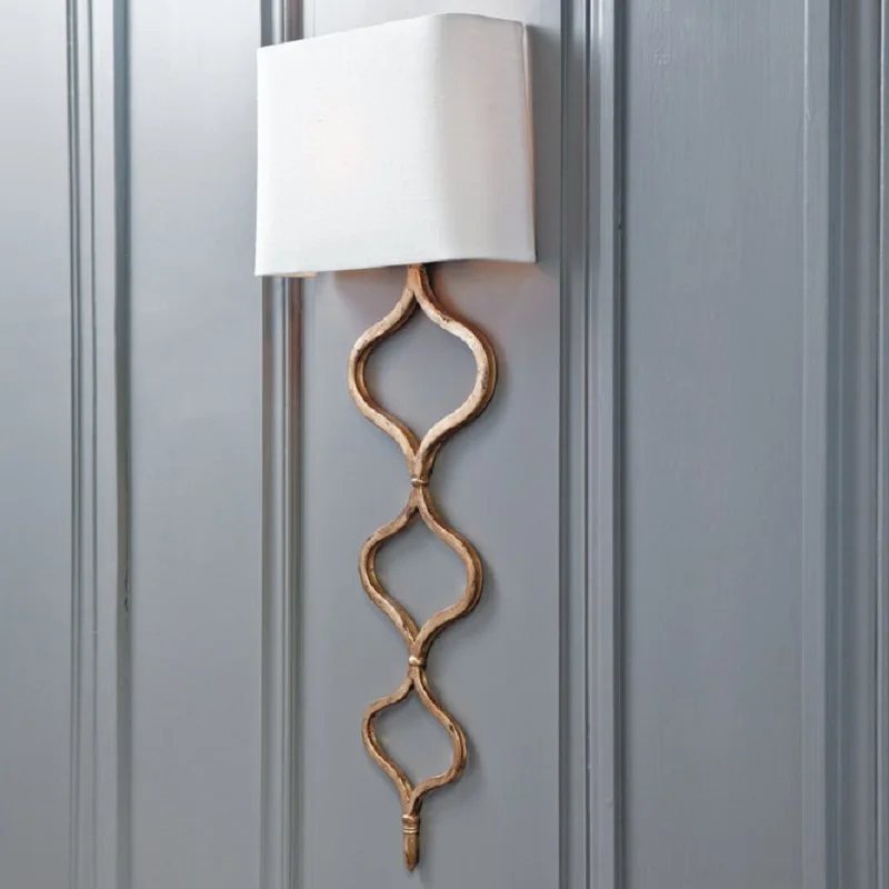 

American retro simple fabric wall lamp living room TV background wall bedroom creative bedside lamp iron single head wall lamp