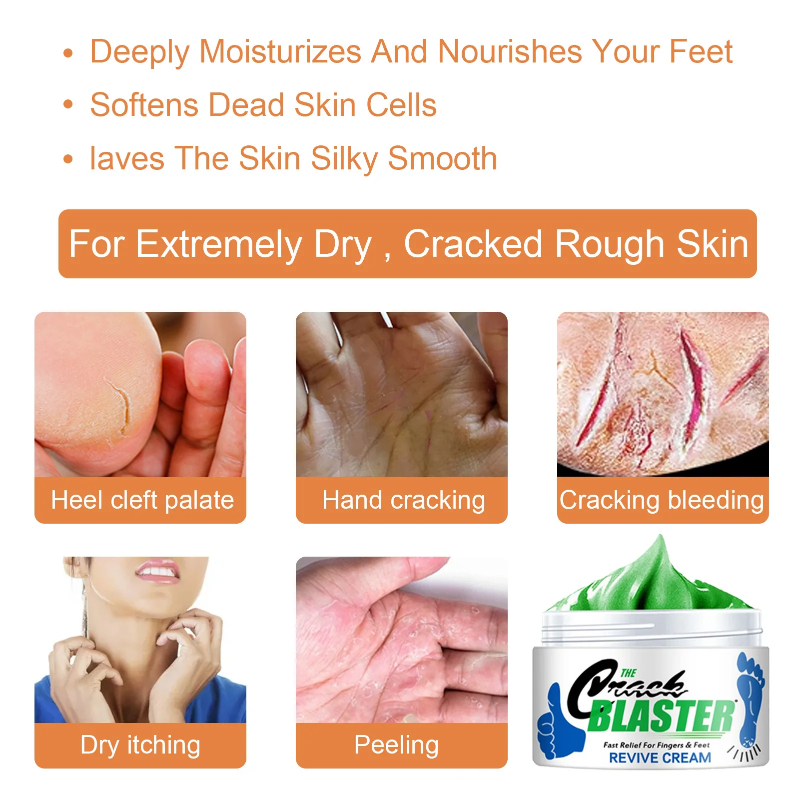 

Crack Blaster Revive Cream Anti-Drying Crack Foot Cream Heel Cracked Repair Cream Removal Dead Skin Hand Feet Care 15g