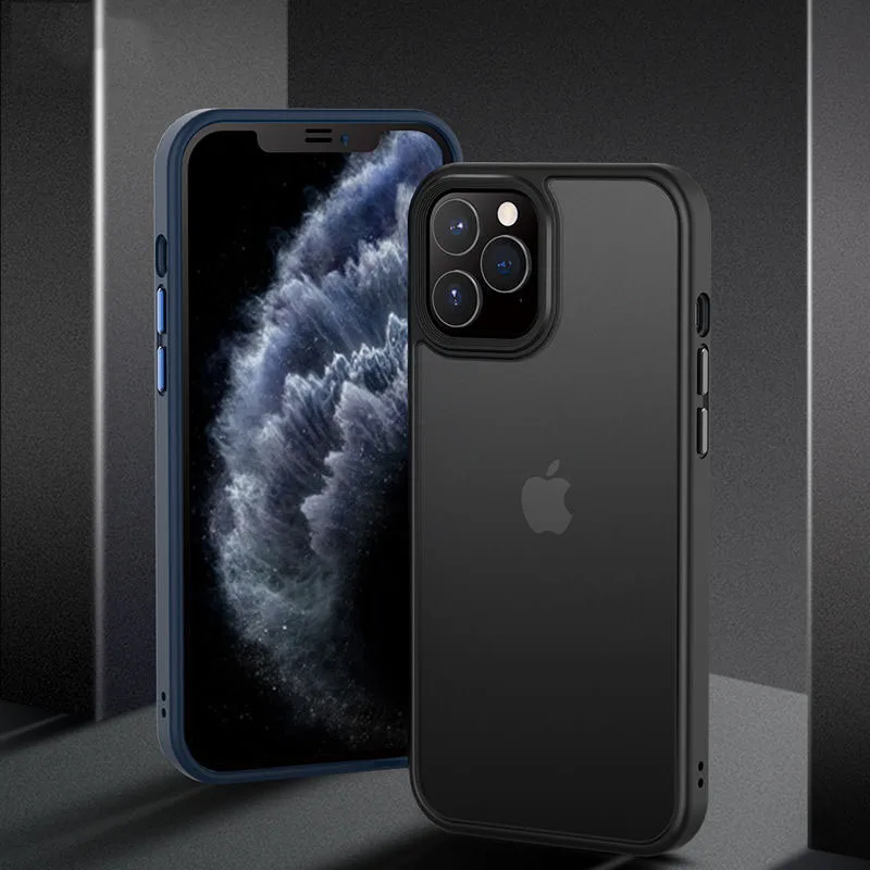 

Matte Shockproof Armor Phone Case For iPhone 12 Pro 11 Pro Max XR X XS Max 8 7 Plus Plus Soft Bumper Translucent Hard PC Cover
