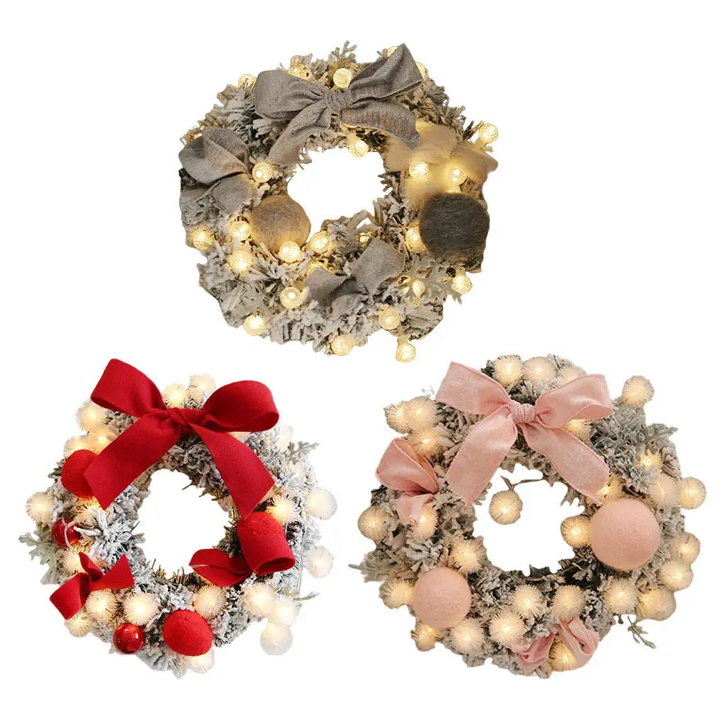 

Hanging Wreath 30 LED Lights Gorgeous 11.8 inch Artificial Festive Crafts Props for Theme Party Hotel Door Shopping Malls Stage