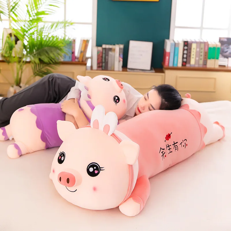 

Zqswkl 60/80/100 см креативная мягкая милая плюшевая игрушка в виде свиньи, Длинная Подушка, кукла для девочек, подарок на день рождения, большая ро...