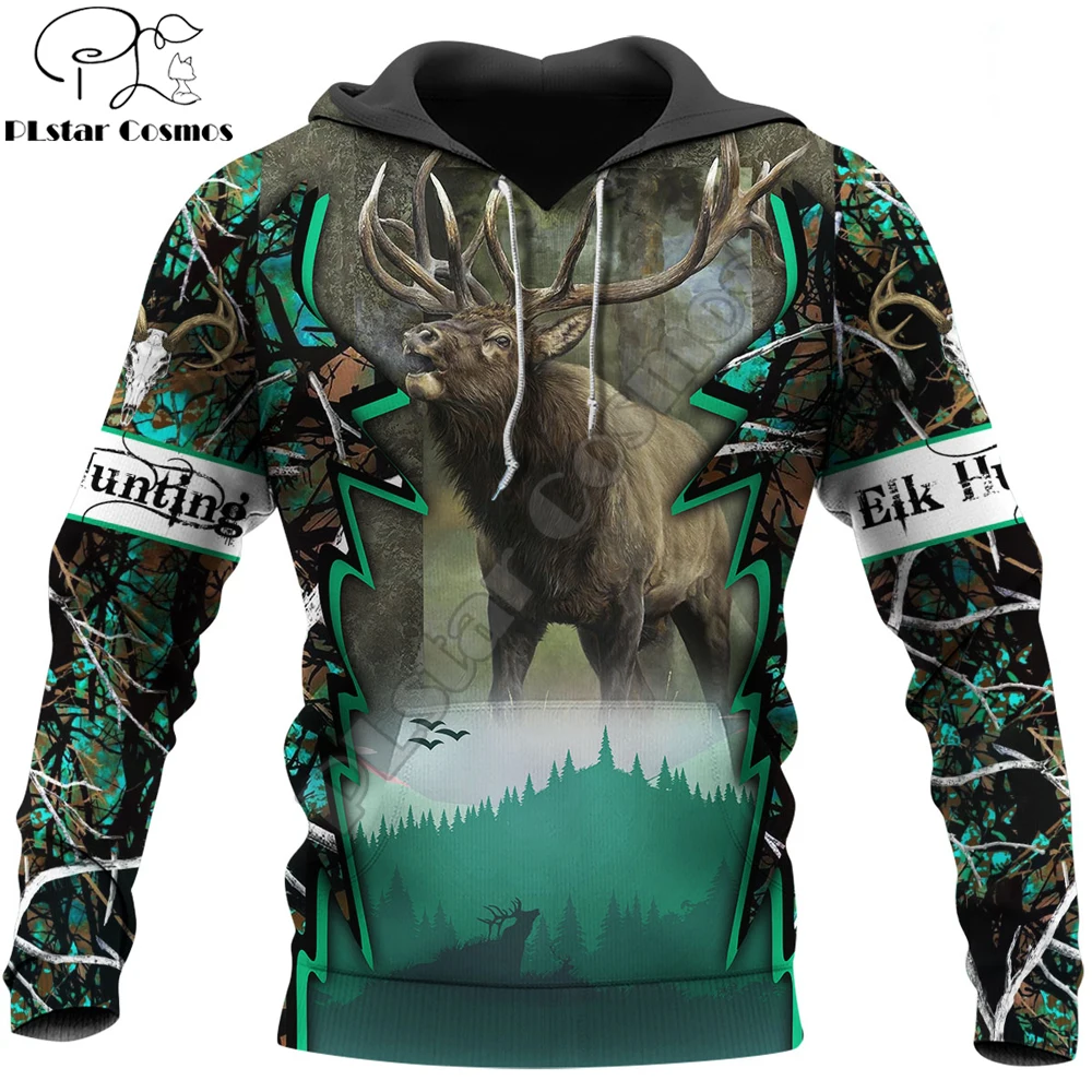3D Printed Elk Hunting Animal Hoodie Harajuku Autumn Sweatshirt Streetwear hoodies Unisex Casual jacket Tracksuits DW0108