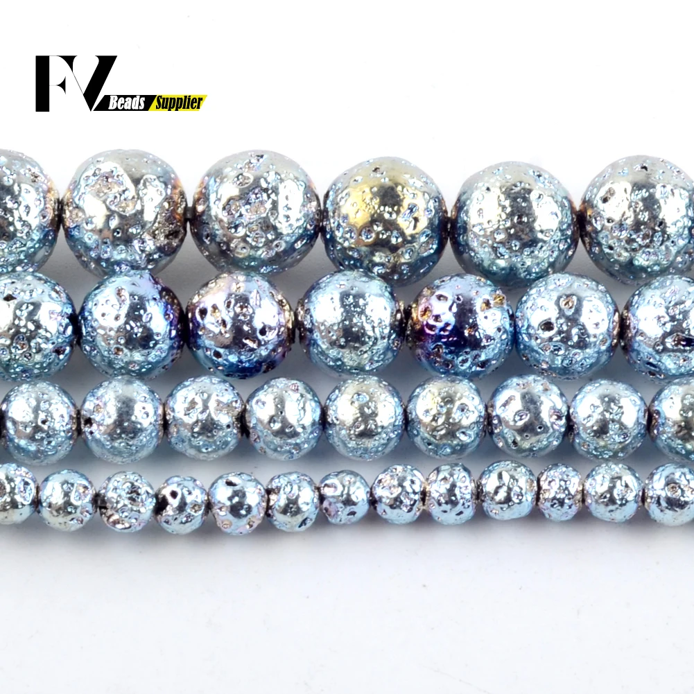 Натуральный светильник синий вулканической лавы гематит камень круглые бусины