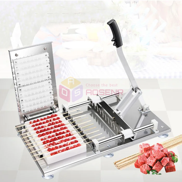 Manual Satay Skewer Machine BBQ Stainless Steel Mutton Kebab Lamb Tools Doner Meat Wear String | Дом и сад