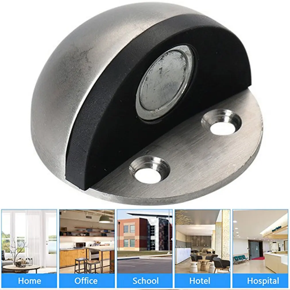 

Stainless Steel Rubber Magnetic Door Stopper Non Punching Sticker Hidden Door Holders Floor Mounted Nail-free Door Stops