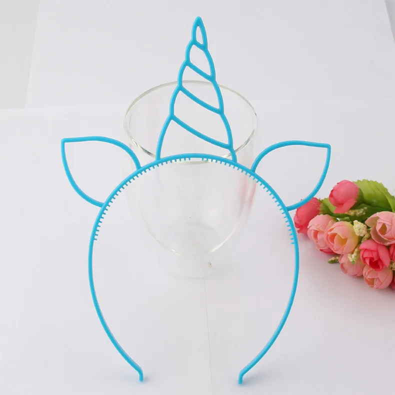 6pcs blue 6 шт., вечерние украшения в виде единорога, повязка на голову в виде единорога, украшения для вечеринки на день рождения, детские украшения для вечеринки, праздничные вечерние принадлежности для детей - Цвет: 6pcs blue