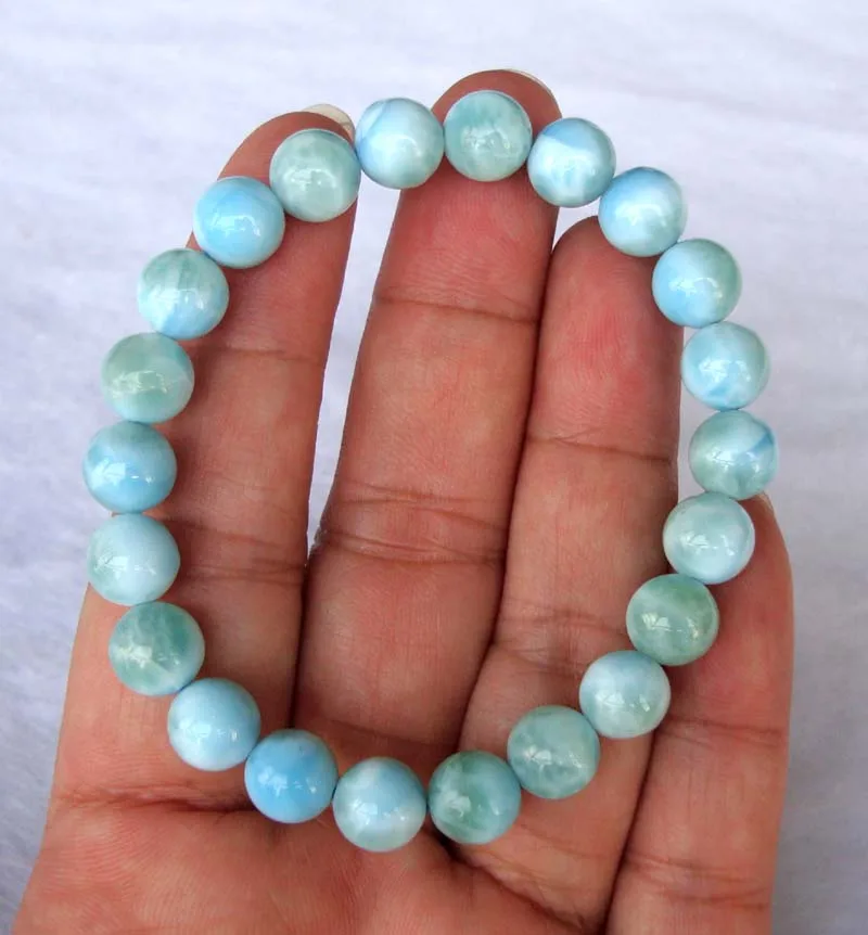 Free Shipping Natural Larimar Round 8mm Beads Bracelet Women Jewelry Accessories Weddings Parties Birthday Gift | Украшения и
