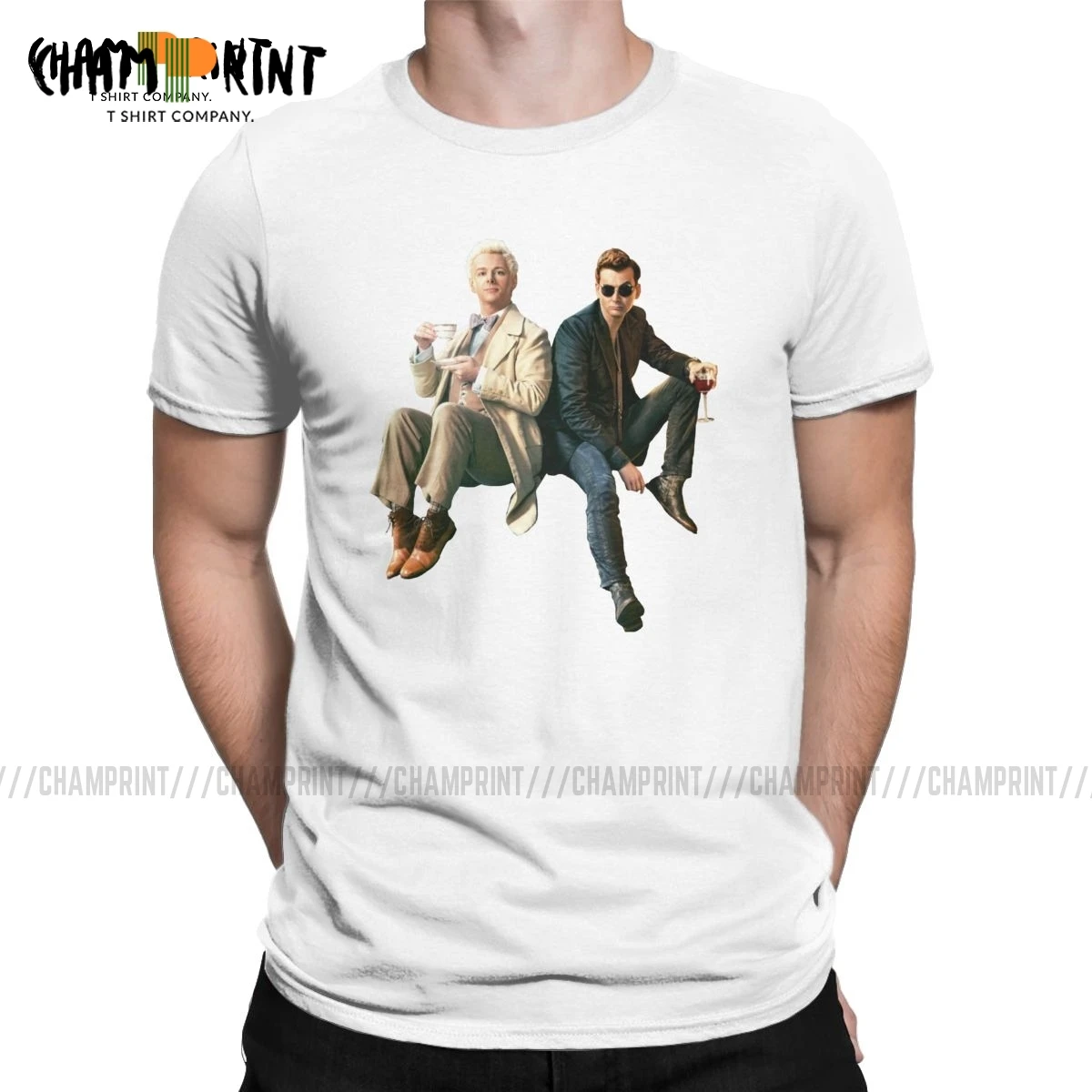 Мужские футболки с ремешком кто-то хорошие O мужские s нестираемые Топы Aziraphale Crowley