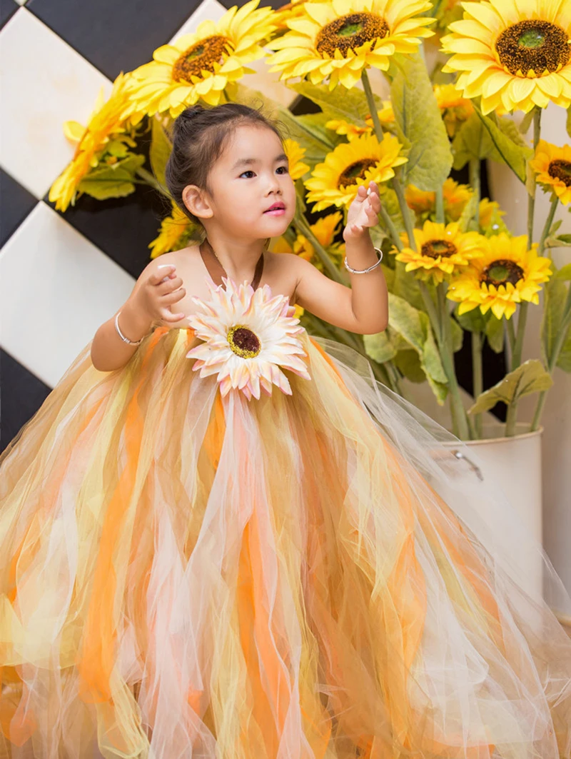 Милое Платье пачка с подсолнухом для девочек костюм ролевых игр тыквой на День