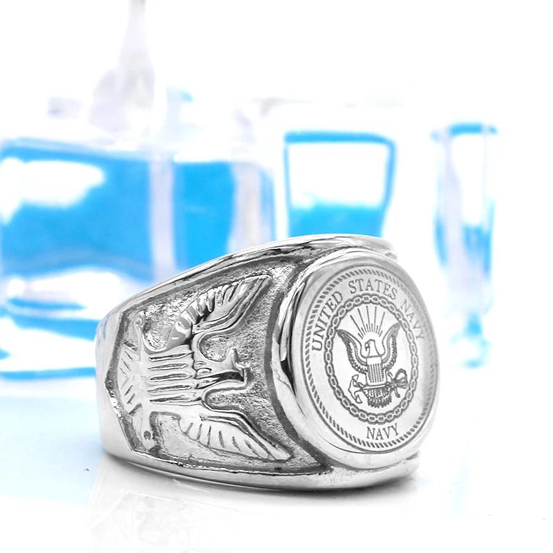 KLDY Орел граница нержавеющая сталь мужское милитари кольцо ВМС США
