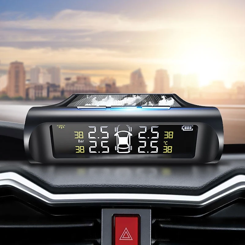 

Car Smart TPMS Tire Pressure Sensor Solar Power Digital TMPS LCD Display USB Auto Security Alarm Tire Pressure Monitoring System