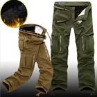 Зимние флисовые теплые тактические брюки на молнии, хлопковые брюки, свободные брюки-карго армейского зеленого цвета, мужские повседневные утепленные штаны для инструментов, размер 40