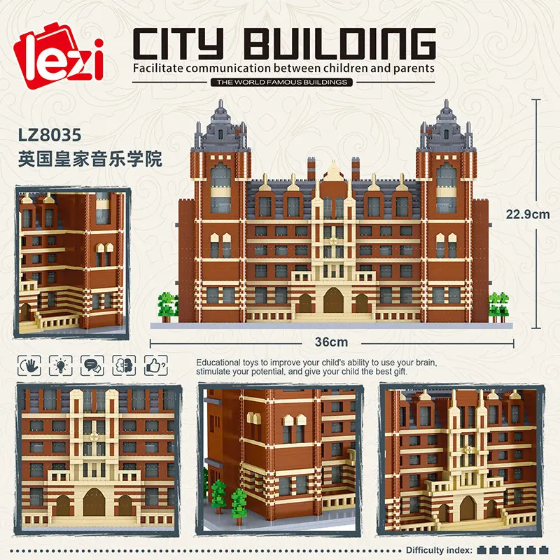 4823 шт Мини Мир архитектура Великобритания Королевский колледж музыки блок набор