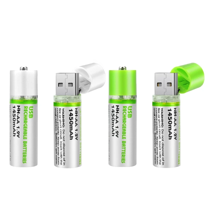 2pcs 1,2 V 600/1450 mAh USB AA перезаряжаемый аккумулятор NiMH для игрушек дистанционный Tourch 77UA