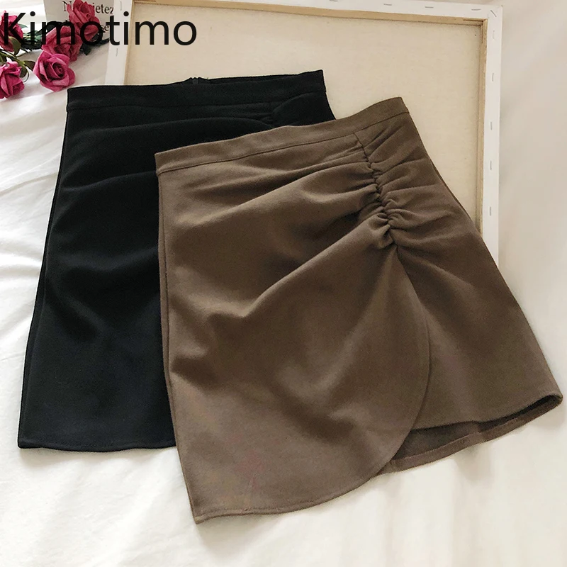 

Korean Chic Skirt Women High Waist Casual A-line Ruched Black Streetwear Sexy Cocktail Party Skirt Females Vintage Mini Skirts
