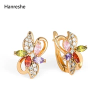hanreshe cute pretty stud earring vintage jewelry party weddings gold color cool colour violet rhinestone earrings women gift