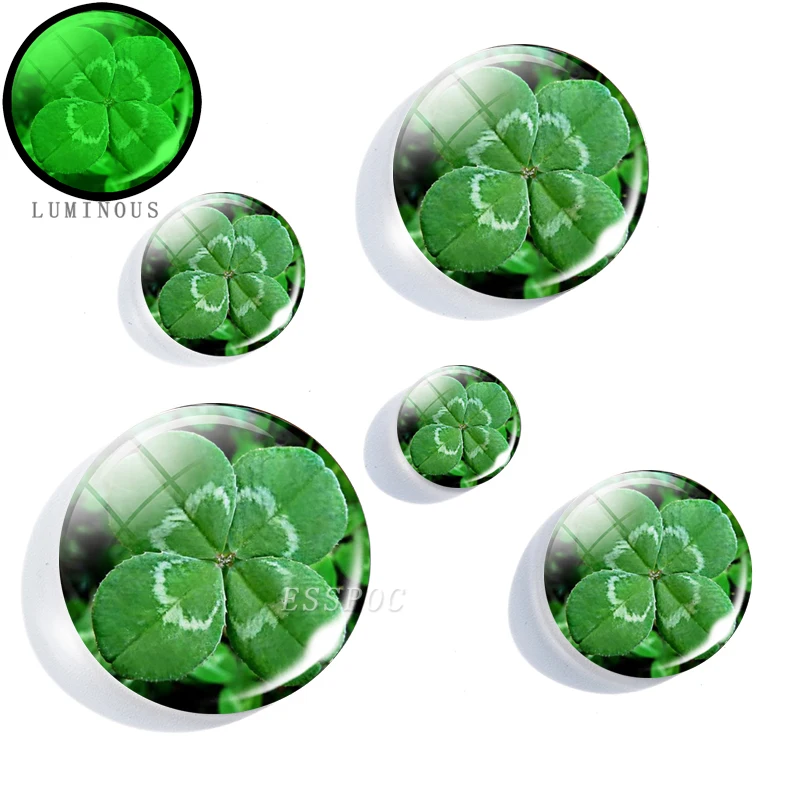 5 шт./лот светящееся четырехлистное изображение клевера кабошон из прозрачного