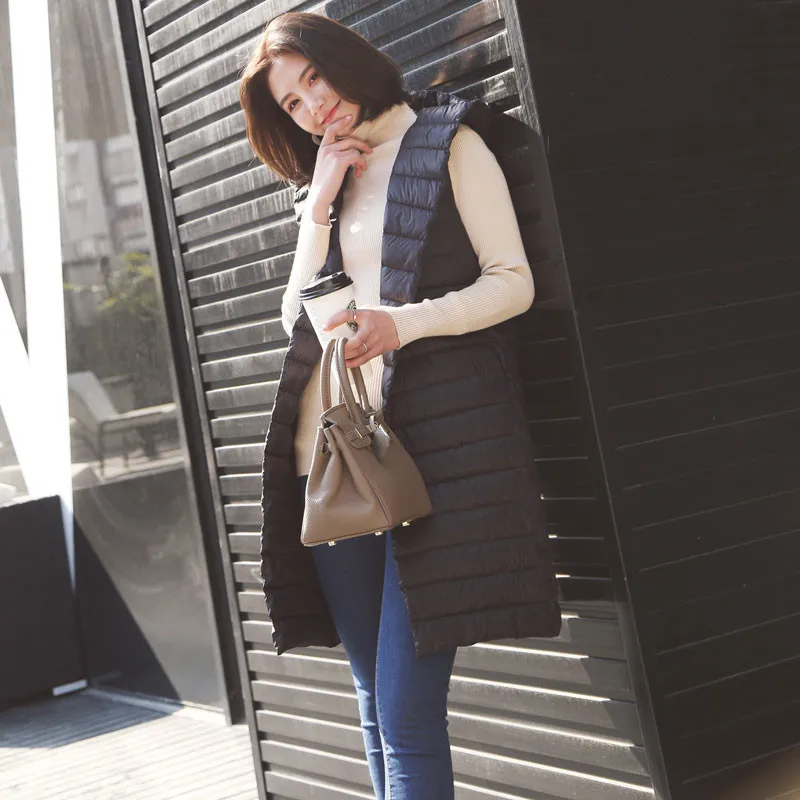 Женский жилет с капюшоном Sanishroly ультра светильник средней длины без рукавов на