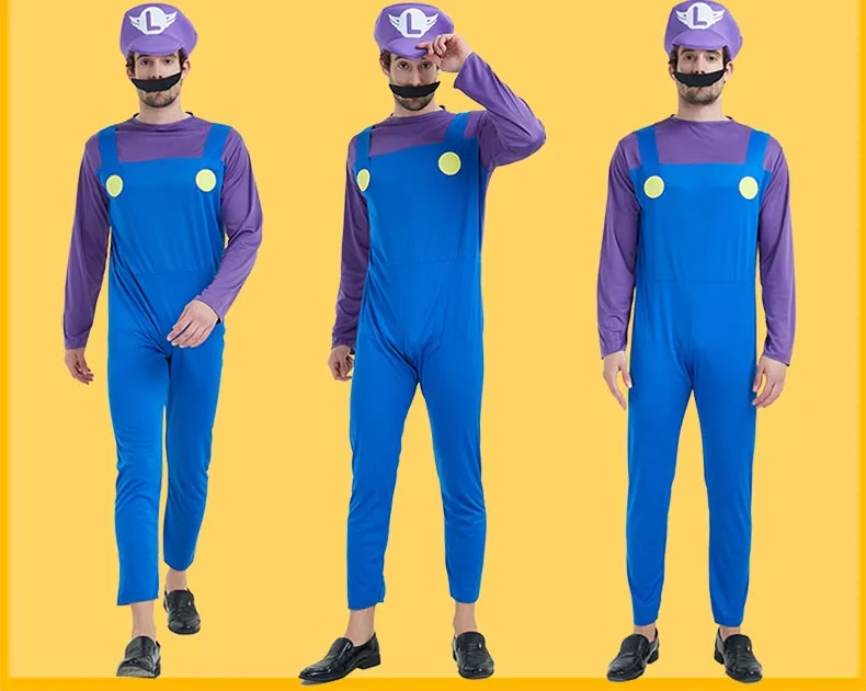 Взрослый Хэллоуин Супер Марио Детский костюм косплей семья Funy Luigi Bros сантехник Пурим костюм нарядное платье Рождественские Вечерние