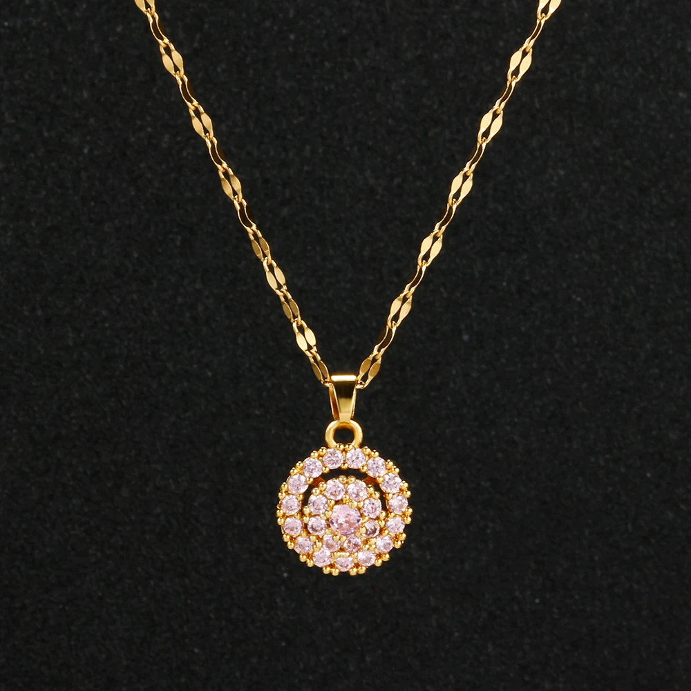 

Korean Fashion Cute Lucky Crystal Pendant Ladies Necklace Women Wedding Stainless Steel Jewelry Female Party Chokers Necklaces