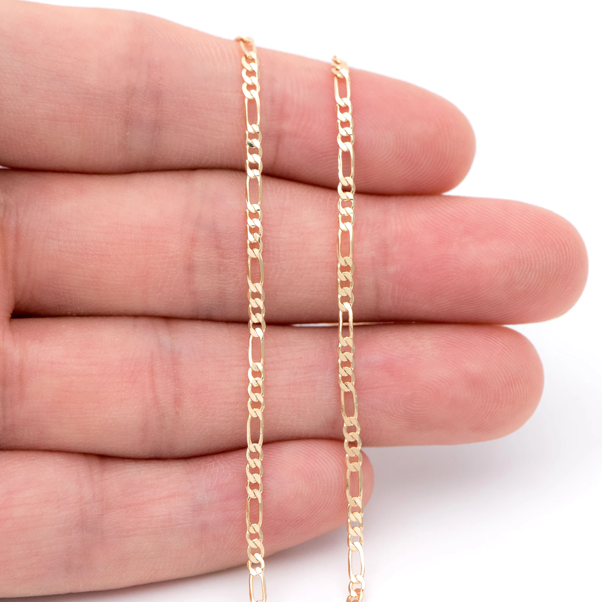 Изящные плоские цепи Фигаро латунь с покрытием из 18-каратного золота рукоделие