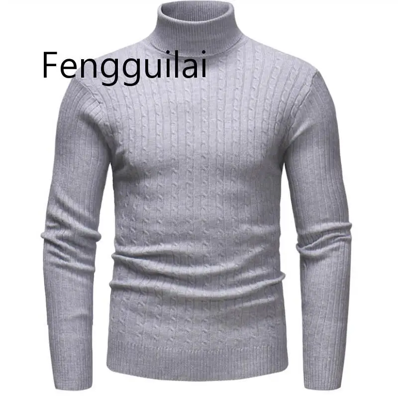 Autumn Winter High Neck Thick Warm Sweater Men Turtleneck Brand Mens Sweaters Slim Fit Pullover Men Knitwear Male Double Collar