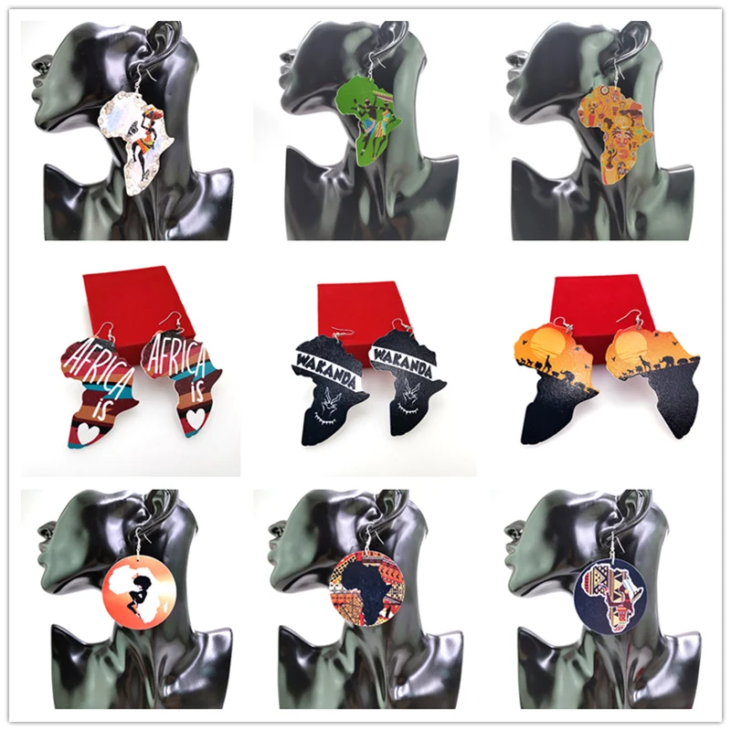 YD &amp YDBZ Женские Висячие серьги с картой Африки ювелирные изделия из дерева в