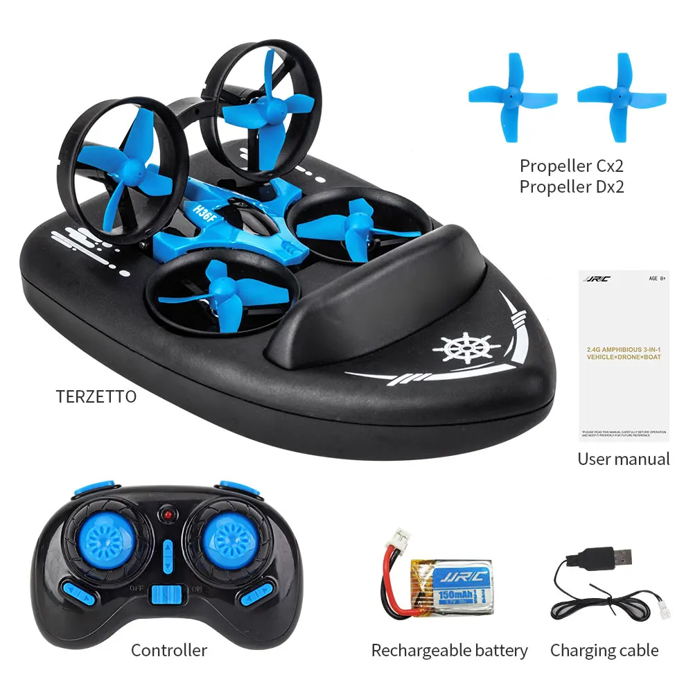 Обновленная модель дрона H36F 1/20 игрушки 2 4G Sea Land Air 3 в 1 Многофункциональный