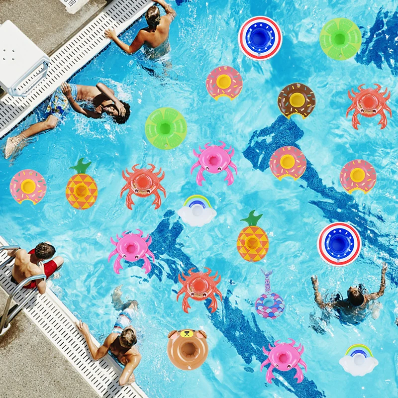 1 шт. надувной подстаканник милый Краб пончики фрукты держатель для напитков